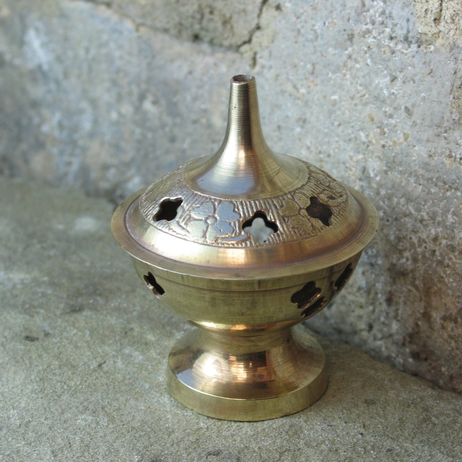 Vintage India brass incense burner by SleepyBuddha on Etsy