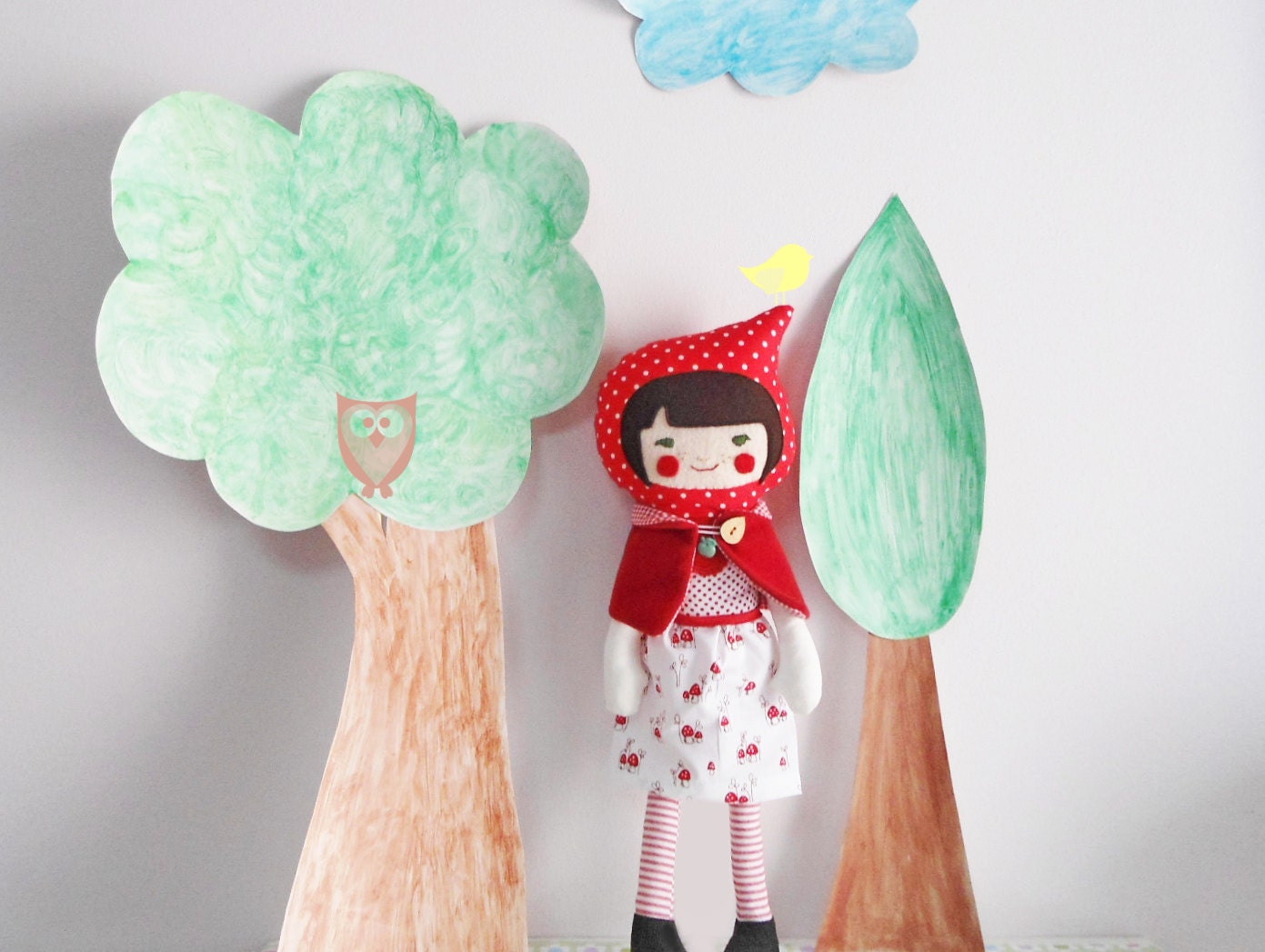 Little Red Riding Hood rag doll.Fabric doll. Gift for baby, toddler girl.  Birthday, Christmas gift idea - nenimav