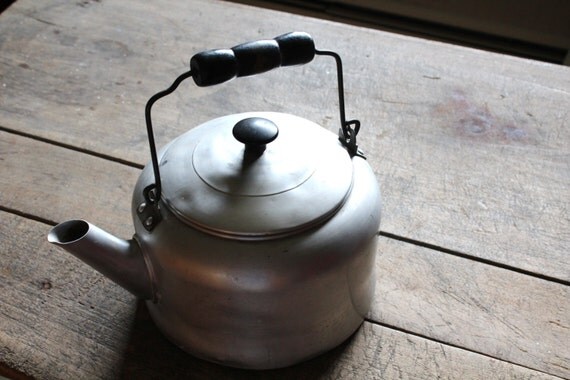 Vintage Rustic Kettle Camping Coffee Tea Aluminum by