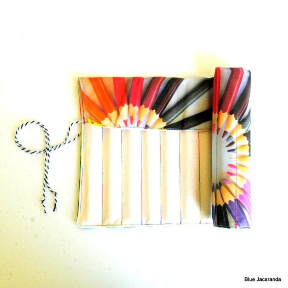 Rainbow Pencil Roll Holds 12 Pencils / Crayons / by BlueJacaranda
