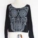 Skull sweatshirt,Skull sweater,Skull Printed on Pullover Oversize style Bat Style Half Body In Black