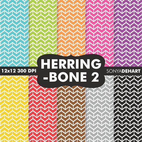 Digital Scrapbooking Printable Paper Pattern Pack Herringbone Instant Download Il_570xn