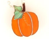 Fall Harvest Pumpkin Stained Glass Suncatcher Handmade - Nostalgianmore