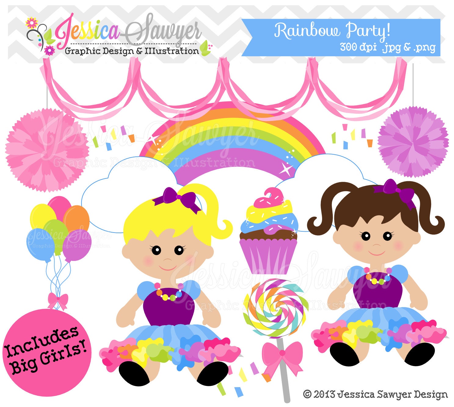 INSTANT DOWNLOAD, rainbow party clipart, candy clip art, for personal use, commercial use, invitations, annoucements, digital scrapbooking Il_570xn