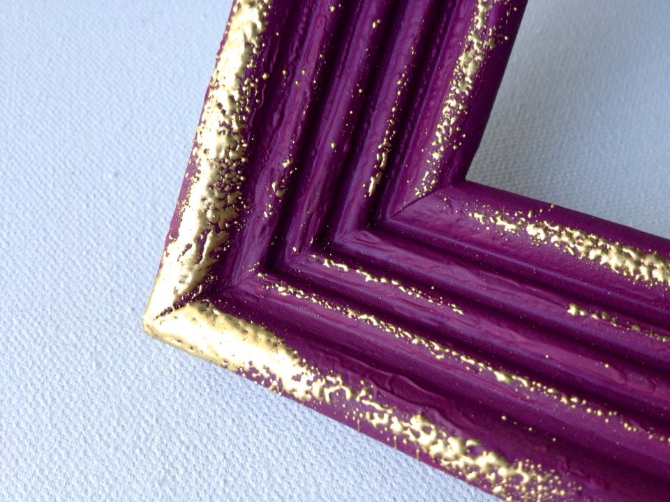 8x10 purple frame - with glass - plum grape with gold embellishment - greenchicliz 8x10 purple frame - with glass - plum grape with gold embellishment - greenchicliz
