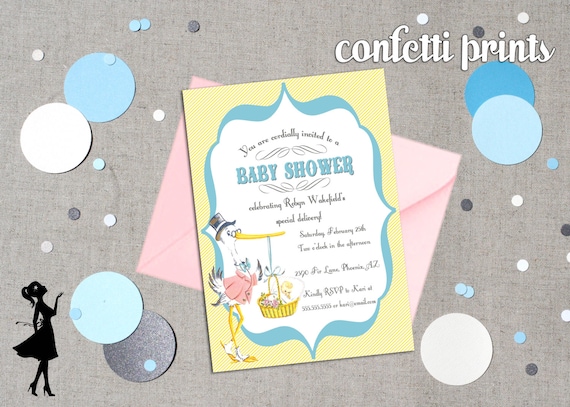 Vintage Baby Shower Invitation - SPECIAL DELIVERY Printable Il_570xn