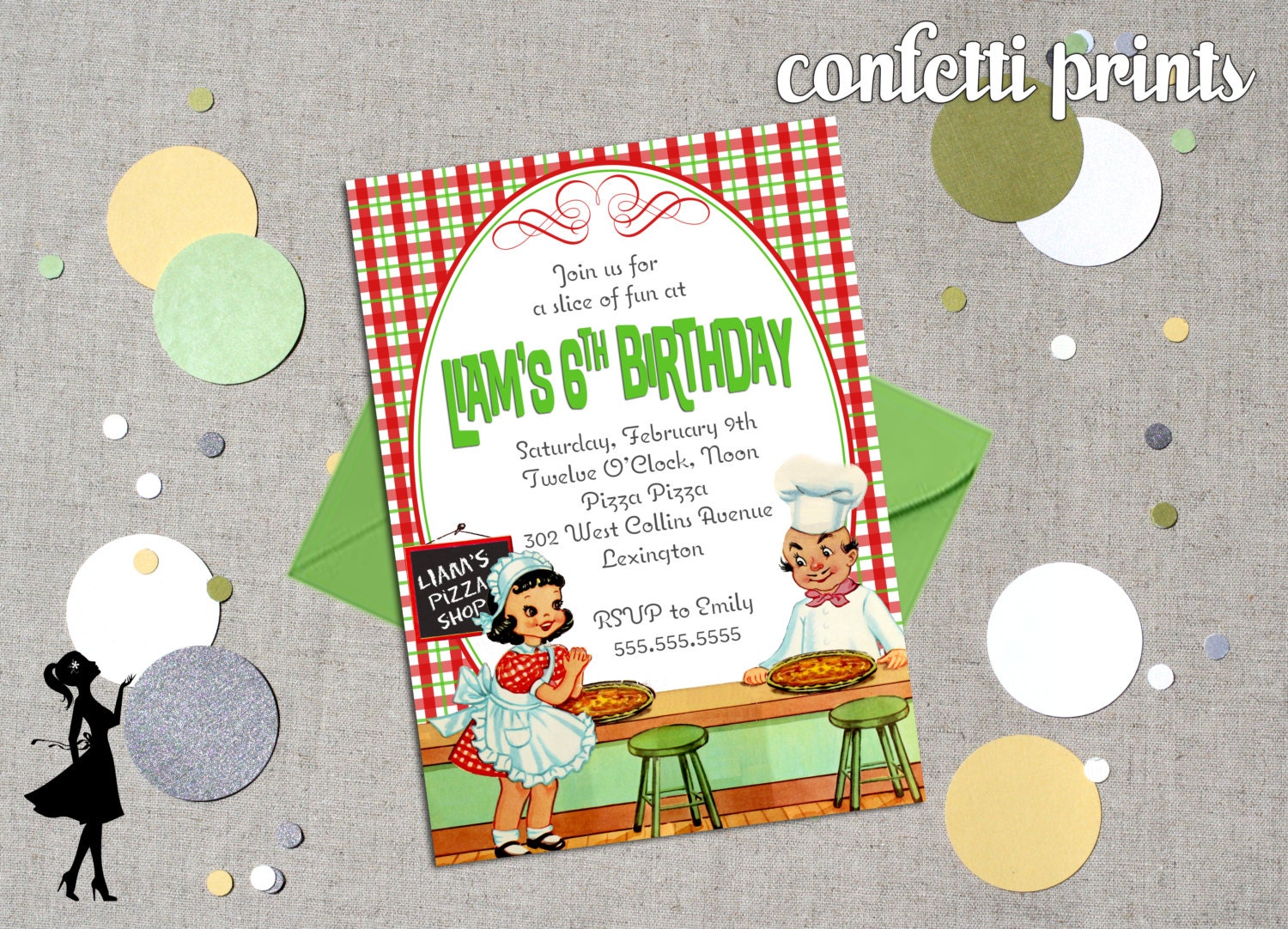 Birthday Invitation - PIZZA PARTY Printable Il_570xn