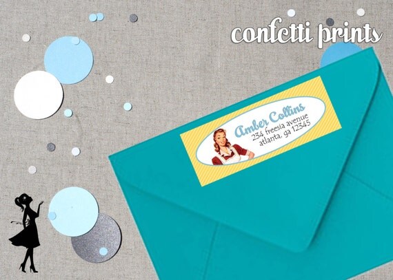 Retro Housewife Address Label - GOSSIP GIRLS Printable Il_570xn