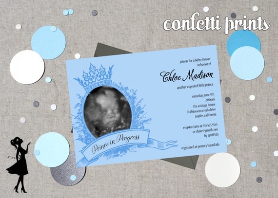 Baby Shower Invitation / Ultrasound Photo Card - PRINCE IN PROGRESS ...