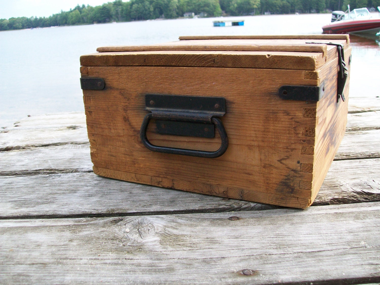 Wood Ammo Box Old Wooden Ammunition Box by LucysLuckyDeals