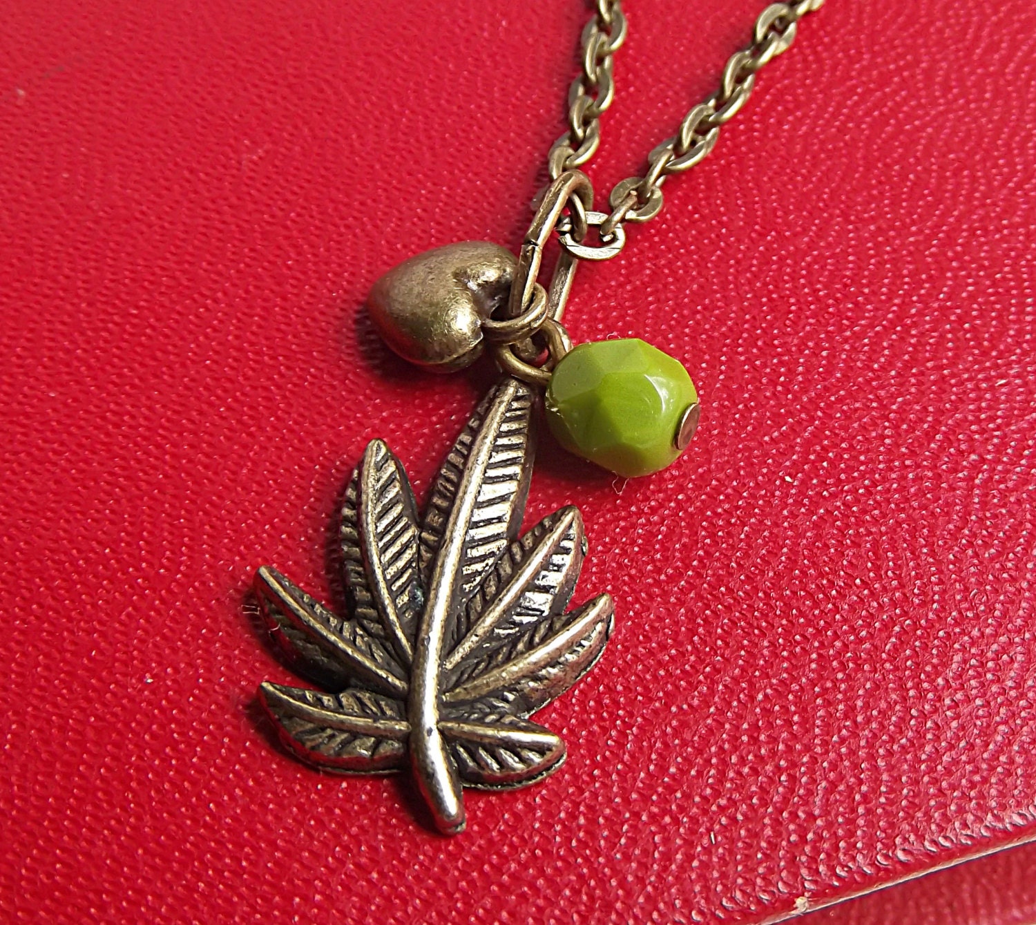 Marijuana necklace weed necklace antique by EleanorandLorena