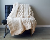 DIY Knitting PATTERN - Throw Blanket / Rug Super Chunky Double Cable Approximately 49" x 64" (blanket001) - ErinBlacksDesigns