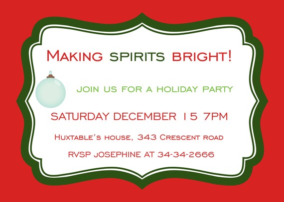 Christmas Invitation- Printable Invite- Diy Digital- Christmas Eve Invite Il_570xn