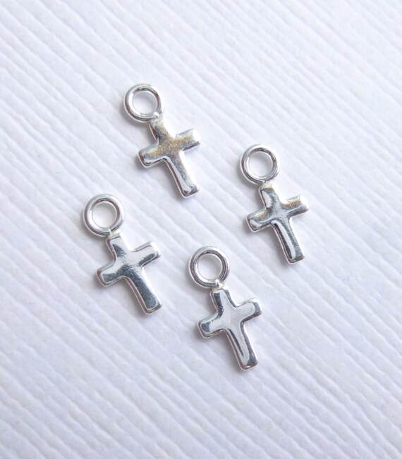 mini charm  Cross 4  925 Silver Pendant Pieces Mini Sterling  Cross  Tiny  Charm cross