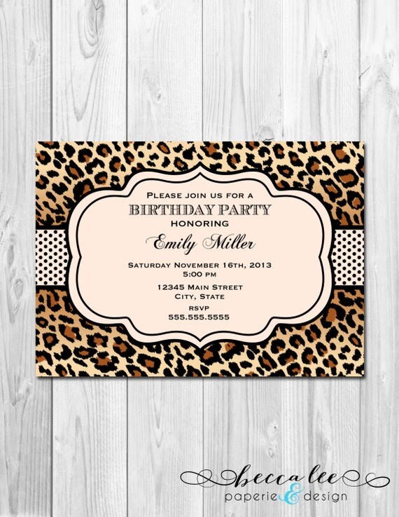 Animal Print Birthday Invitation - Leopard Print - DIY - Printable Il_570xn