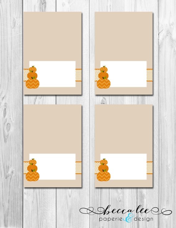 INSTANT DOWNLOAD - Tent Cards - Little Pumpkin Theme - Tan and Orange - DIY - Printable Il_570xn