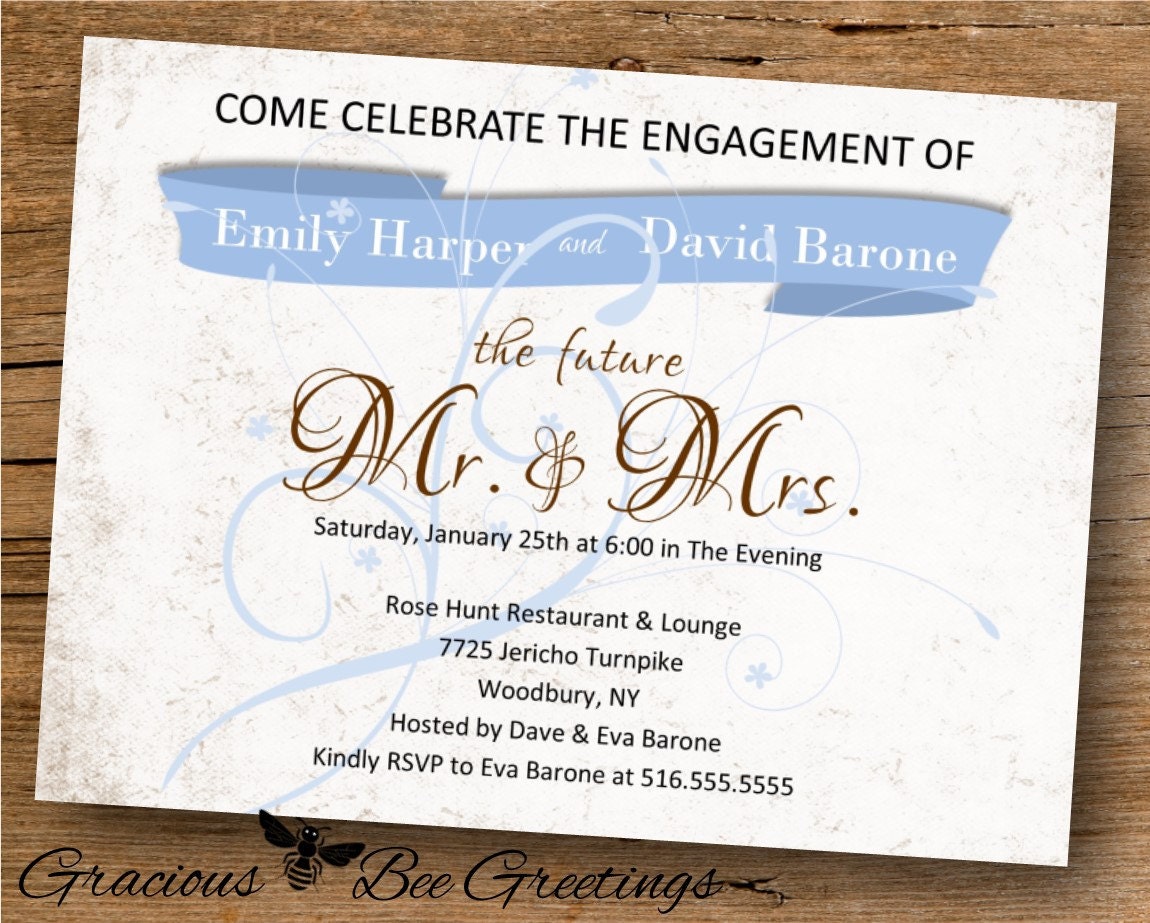 Engagement Invitation - Digital Printable Invitation - The Future Mr & Mrs Engagment Invitation W1461