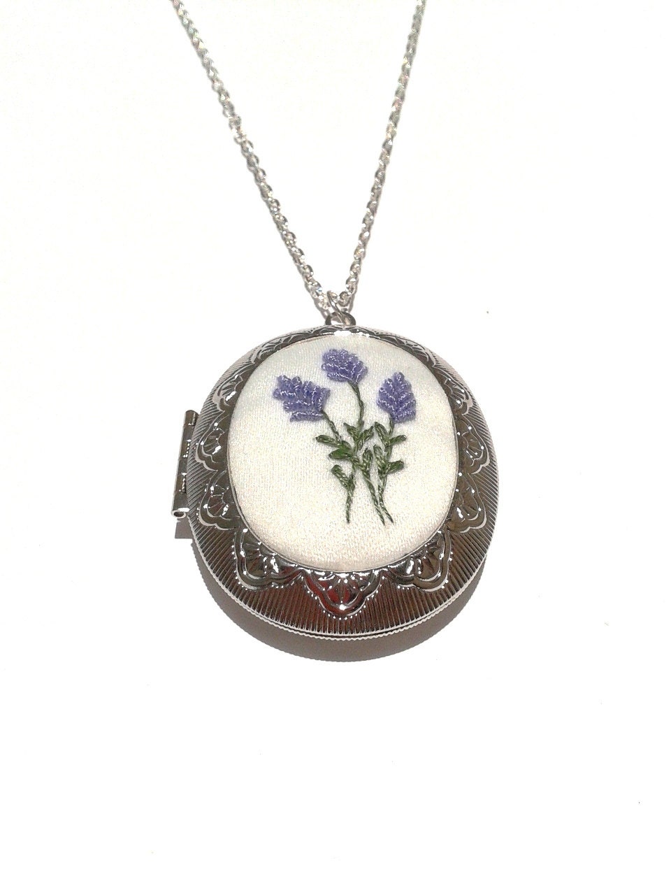Floral locket Lavender necklace  with mini sachet - ConeBomBom