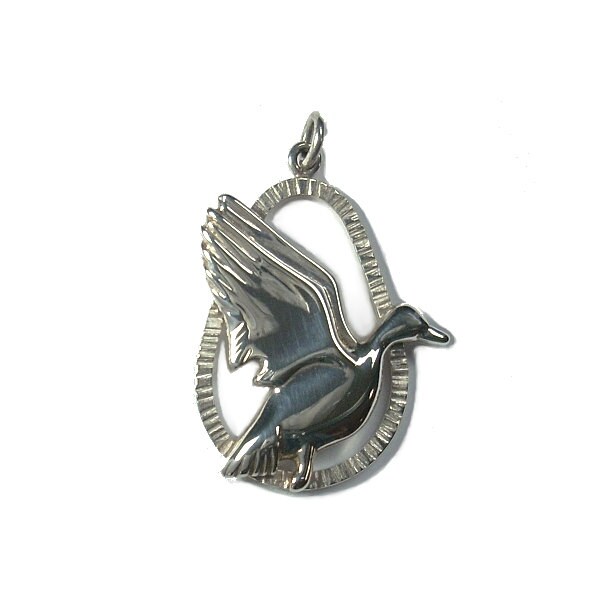 Sterling Silver Duck Pendant Mallard Duck by GregDeMarkJewelry