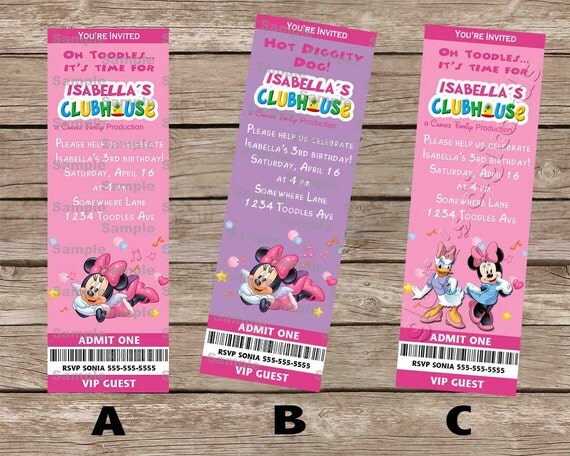 Minnie Mouse Ticket Invitation by Gloria's Digi Cards on Etsy Il_570xn