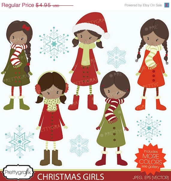 40% OFF SALE winter christmas girls clipart commercial use, vector graphics, digital clip art, digital images - CL562 Il_570xn