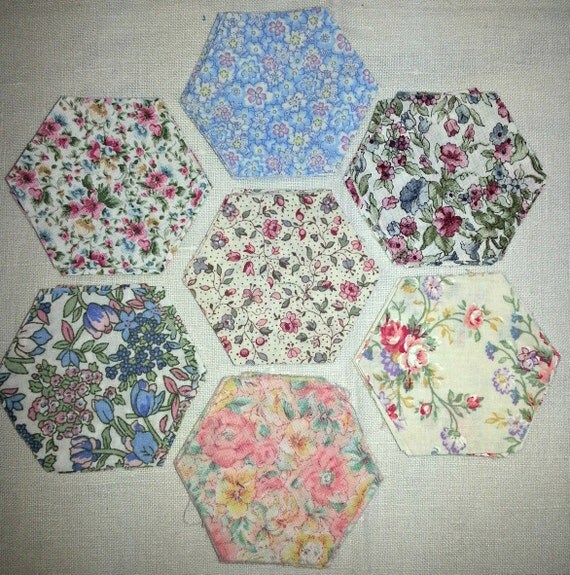 Items similar to Precut fabric hexagons for paper piecing, pastel