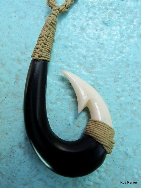 Hawaiian Fish Hook Hand Carved Mango Wood by KoaKarver on Etsy