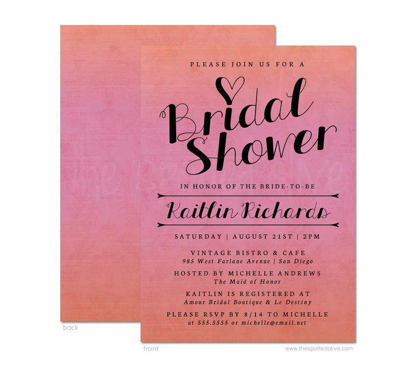 Ombre Bridal Shower Invitation - DIY Printable or Printed Invitation Options Il_570xn