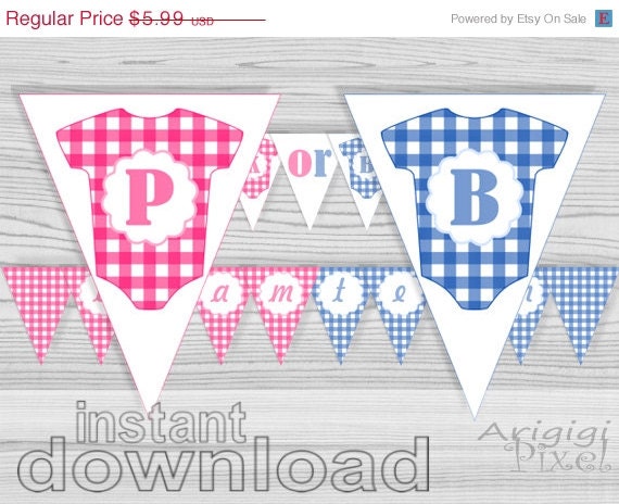 EVERYTHING 70 % OFF Pink OR Blue banner, gender reveal banner, printable party decoration, baby shower, party printables, instant download, Il_570xn