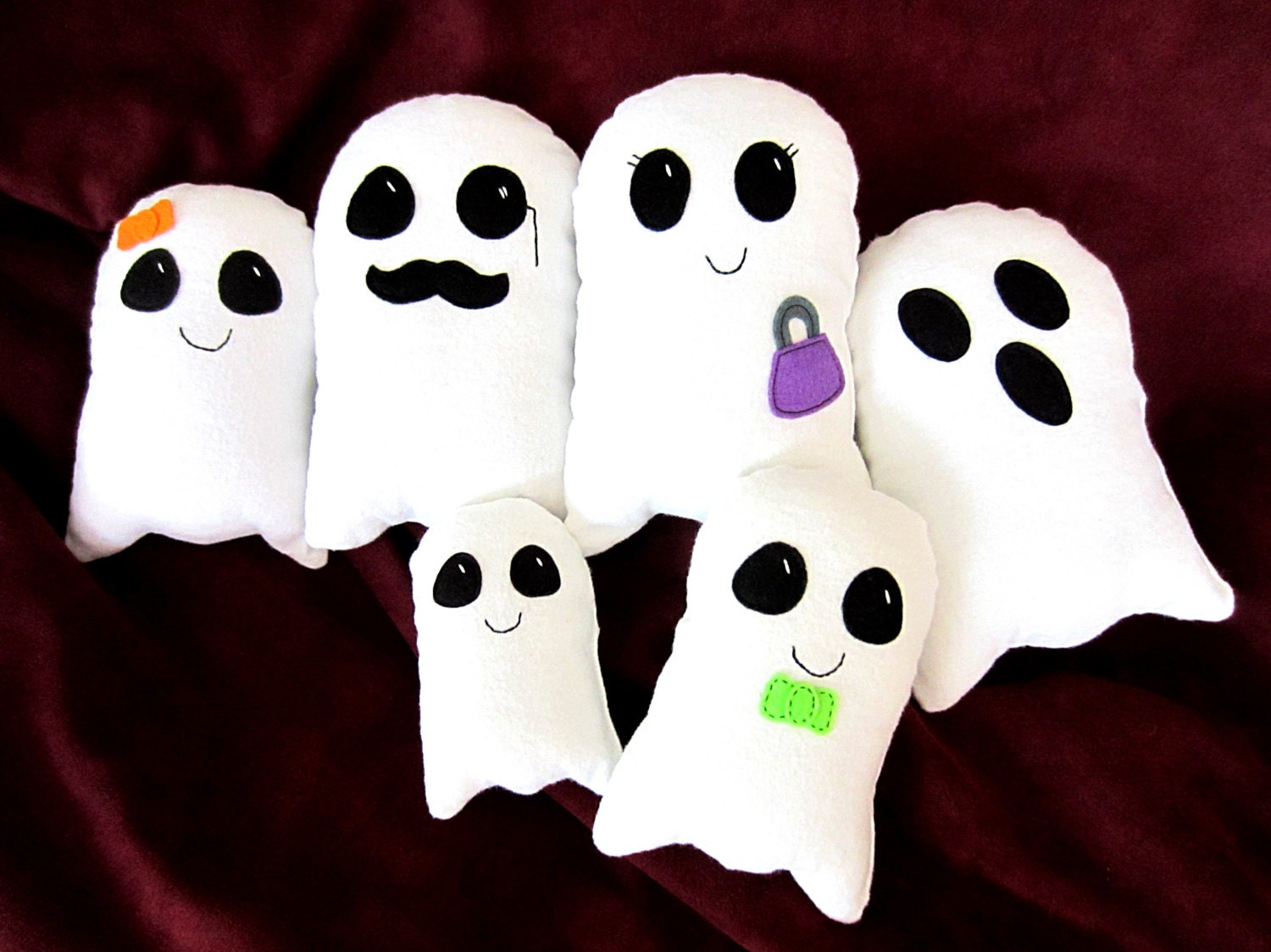 DIY Halloween Ghost Family Stuffed Toy PDF Sewing Pattern Tutorial, Decoration, Trick-or-Treat Favors by My Funny Buddy BONUS Felt Pattern - MyFunnyBuddy