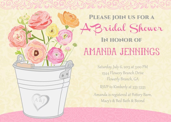 Bucket of Blooms Bridal Shower Invitation - Printable Il_570xn