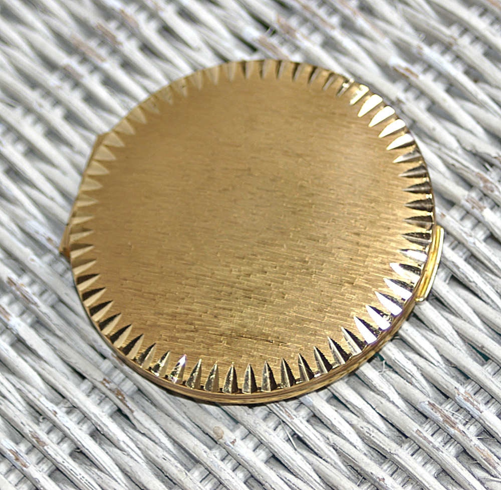 50s Stratton Compact Goldtone Loose Powder Compact Made in England MCM Brushed Metal Finish - KickassStyle