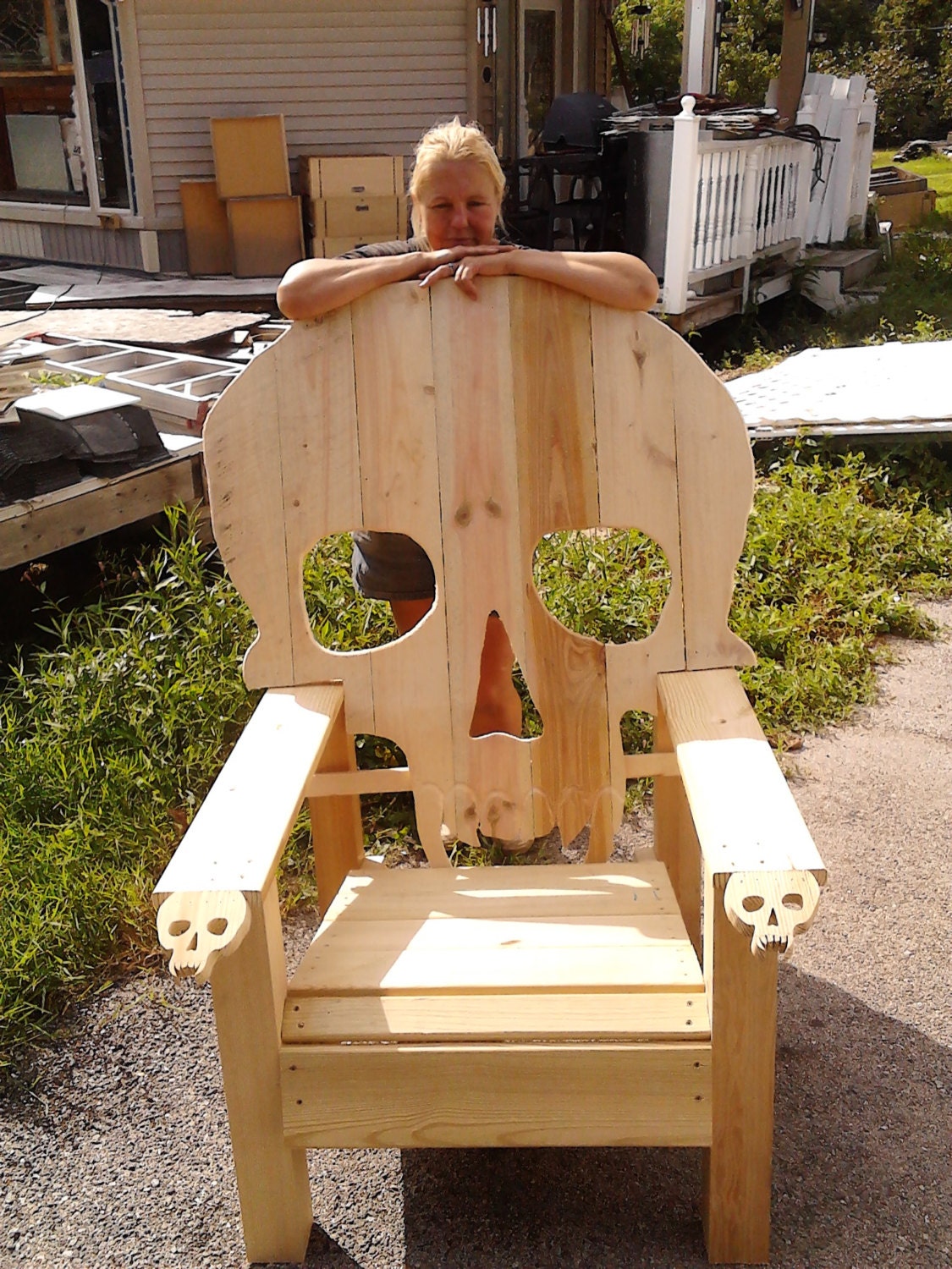 SKULL CHAIR ADIRONDACK chair yard furniture by Emmanddoubleyas