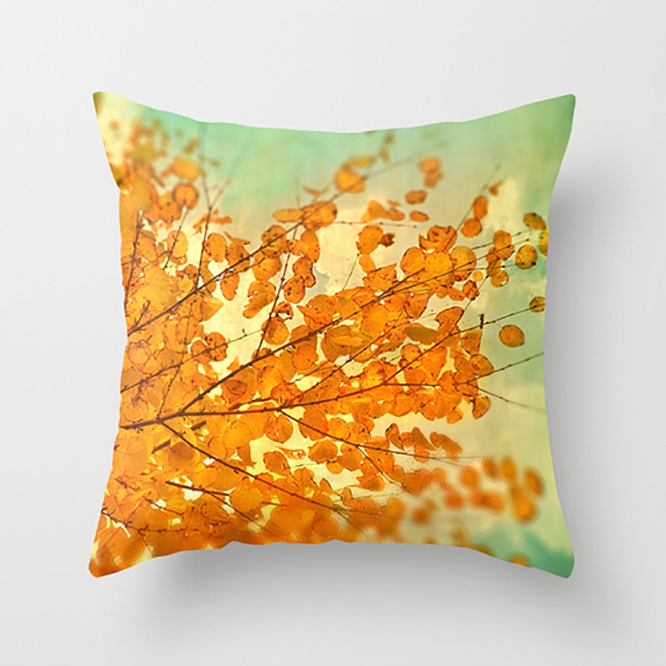 Decorative pillow fall tree autumn leaves plush pillow photo pillow throw pillow - HappyPillowShop