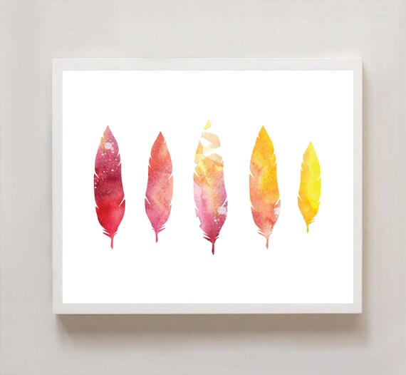Water Color Feather 8x10 Print