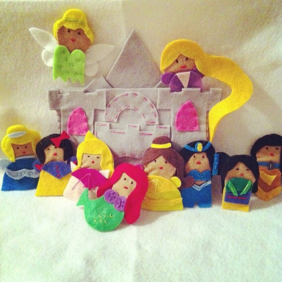 Felt Finger Puppet Disney Princesses by CourtneyFeltCreation