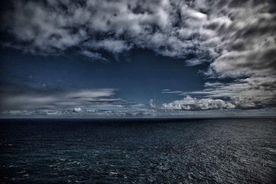 Evening Sea, photographic print of ocean off the coast of Hawaii at nightfall, deep blue - MarieLabbancz