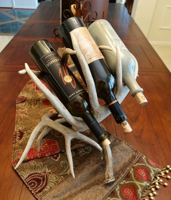 Custom Deer Antler Wine Rack holds up to three by ArtisticAntler