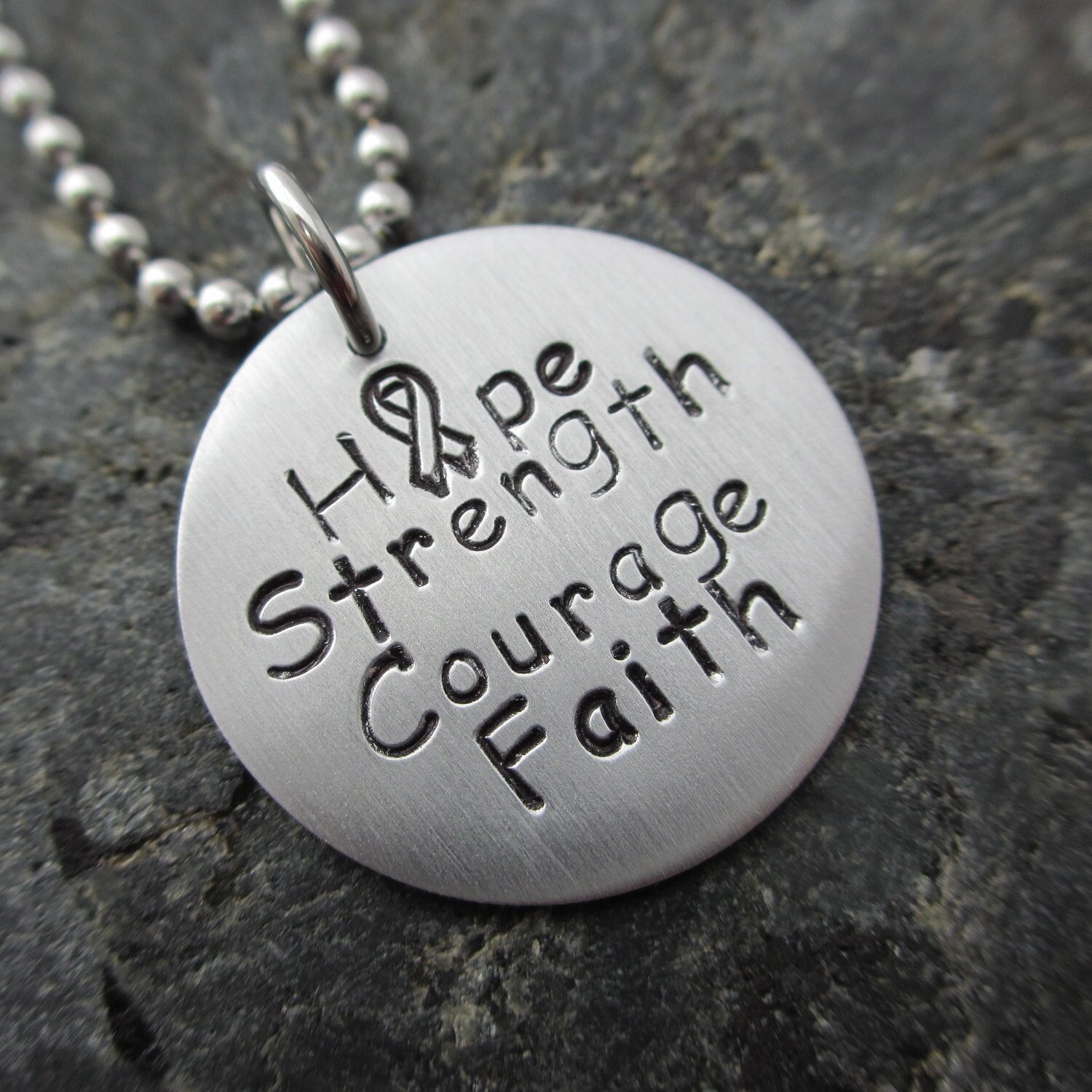 Hope Strength Courage Faith Hand Stamped By Stampingcancerout