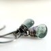 Moss Aquamarine Earrings, Dark Sage Green Earrings, Gemstone Earrings, Sterling Silver, March Birthstone, Birthstone Earrings - Pisces