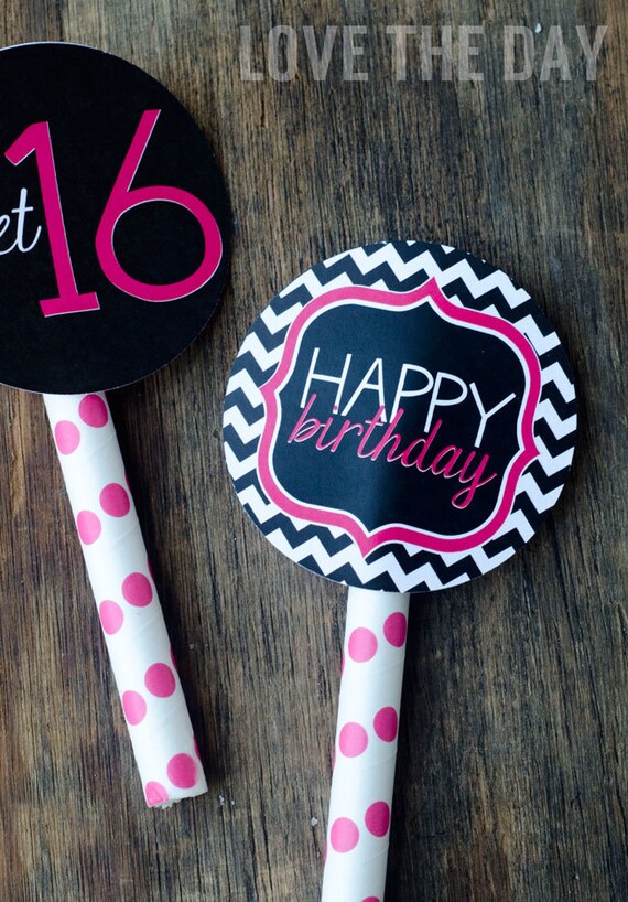 Sweet Sixteen Chevron Party PRINTABLE Birthday Circles by Love The Day Il_570xn
