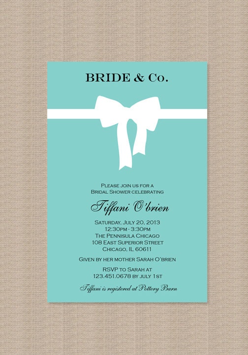 Tiffany Blue Bridal Shower Invitations - Inspired by Tiffany Blue Box
