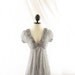 Dusty Gray Rose Lotr Shabby Chic Marie Antoinette Romantic Kimono Elven Rosette Alice in Wonderland Petal Grecian Puff Sleeve Chiffon Dress
