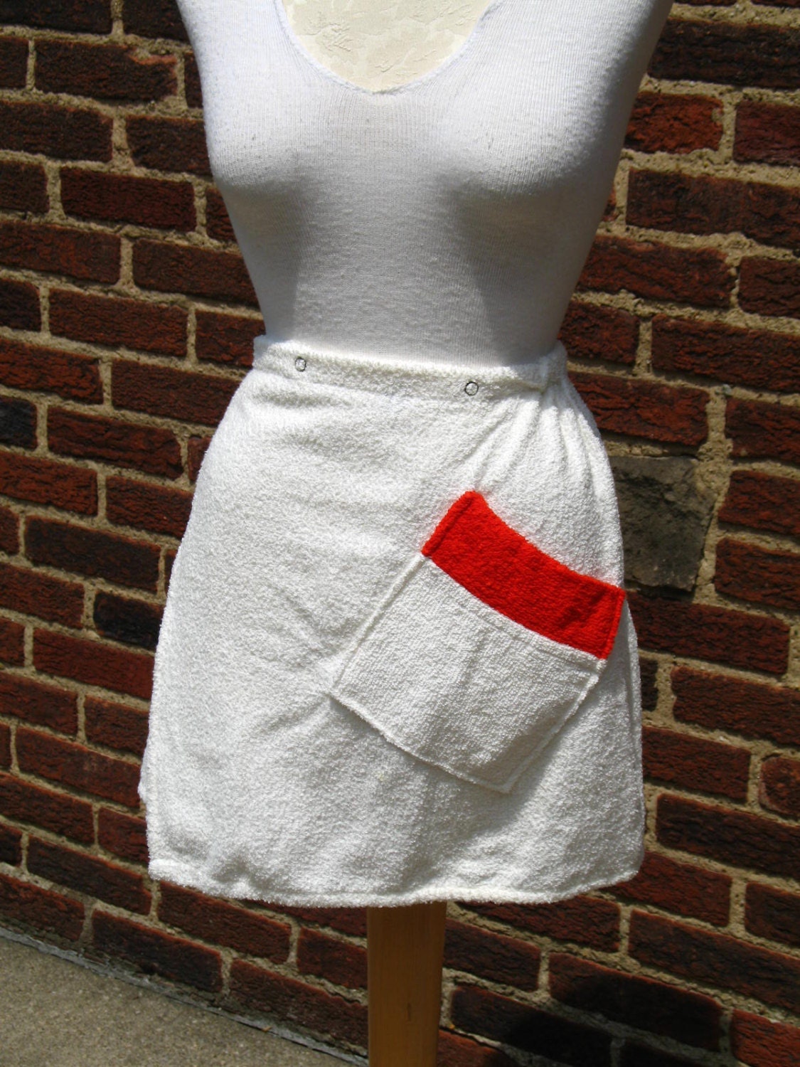 Items similar to Vintage 70s Terry Cloth Wrap Skirt / Bathwrap / White