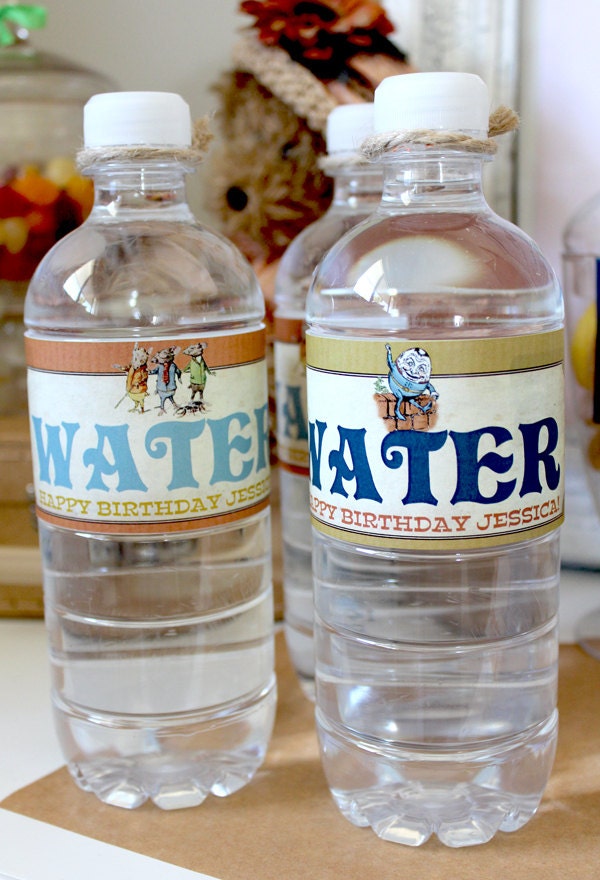 Nursery Rhyme Water Bottle Labels - Birthday Party - DIY PRINTABLE FILE by Sassaby Il_570xn