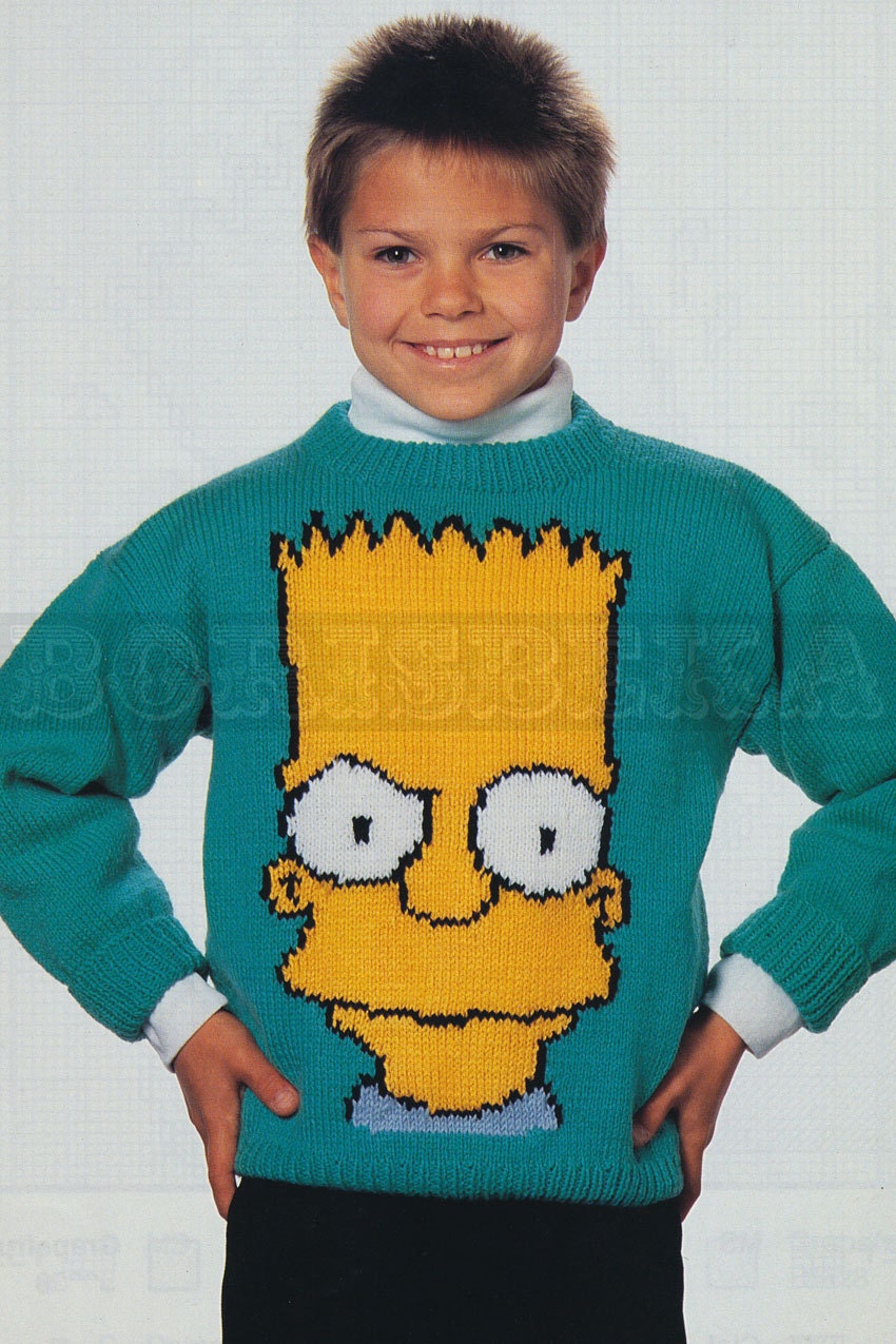 vintage Adult & Childs BART SIMPSON jumper knitting by borisbeka