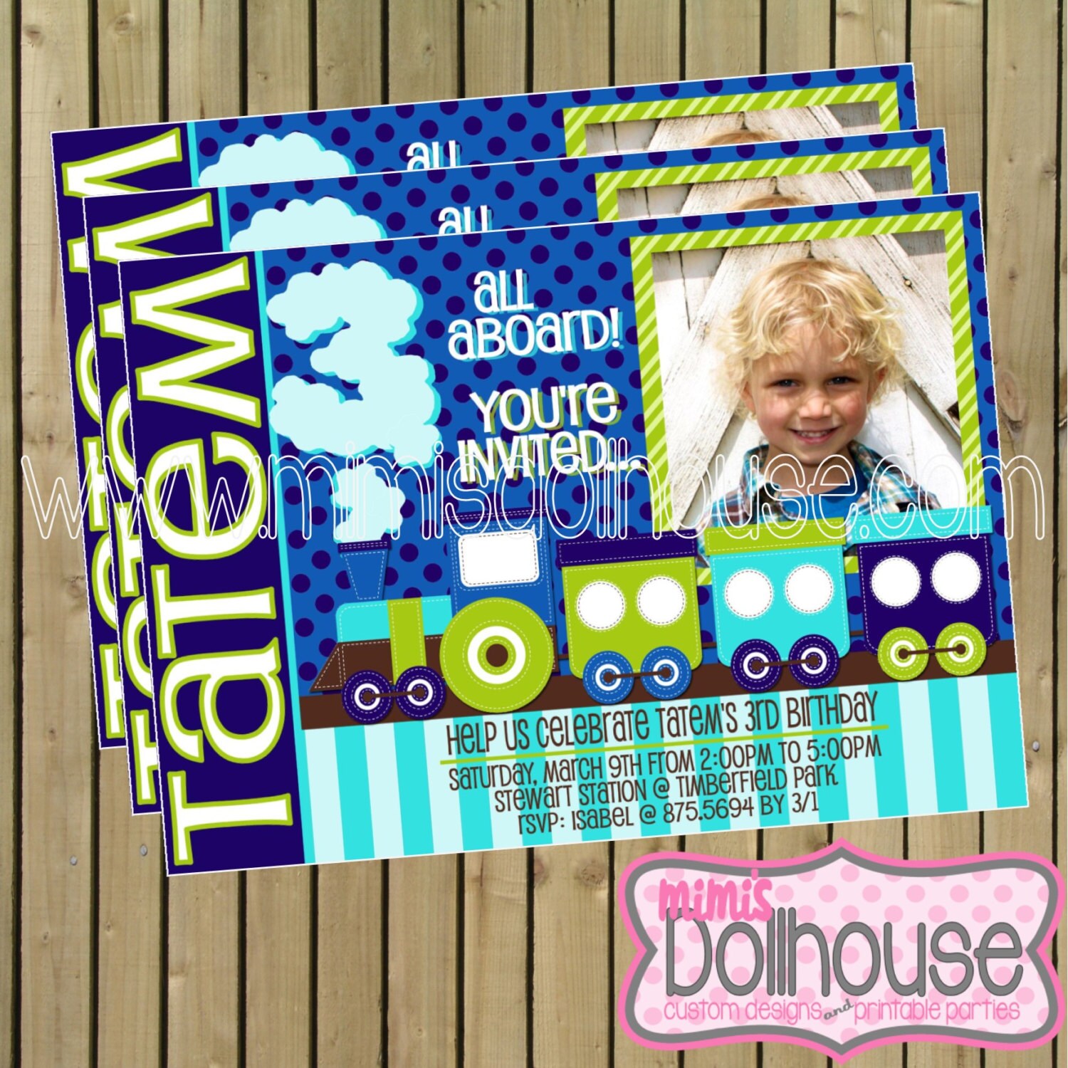 Train Invitation- Blue Train Invitation- Choo Choo Train Birthday invitation-Thomas the Train PDF/JPEG Il_570xn