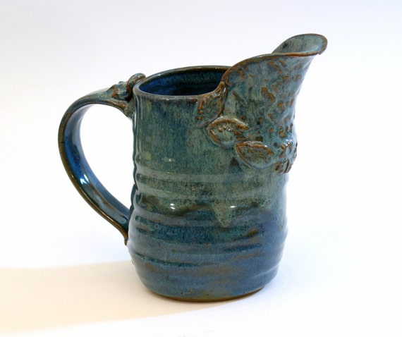 Pottery Pitcher Teal Handmade Pitcher By Laurenbauschoriginal