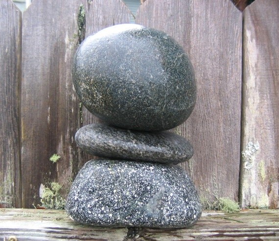 3 Piece Stone Cairn LARGE SUISEKI Viewing by DreamWeaverGardens