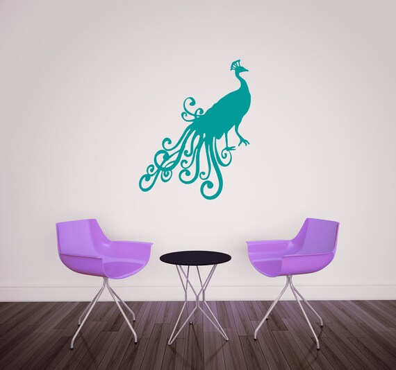 Decorative Peacock Wall Decal Decor by OverlyAttachedDecals